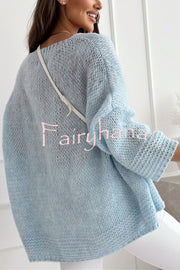 Solid Color Loose V-neck Casual Knitted Sweater