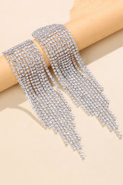 Fashionable Super Shiny Rhinestone Long Tassel Earrings
