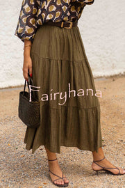 Solid Color Splicing Casual Vacation Maxi Skirt