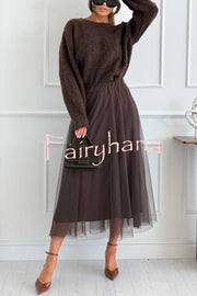 Gisella Knit Back Slit Leopard Print Bow Design Long Sleeve Relaxed Sweater