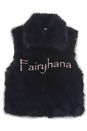 Stylish Collared Sleeveless Short Faux Fur Vest