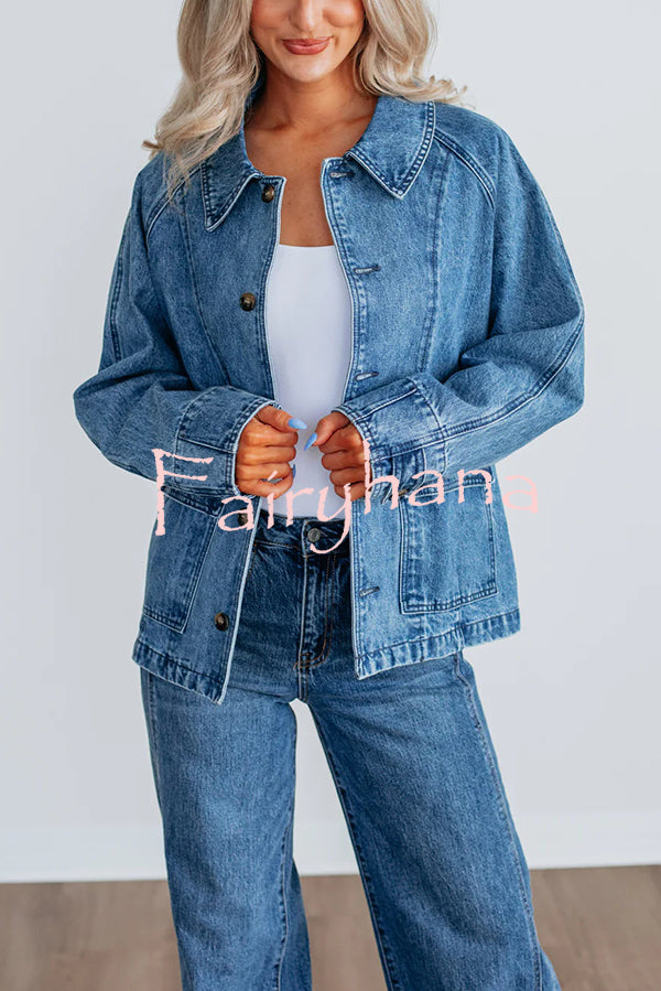 Stylish Single-breasted Casual Pocket Denim Jacket