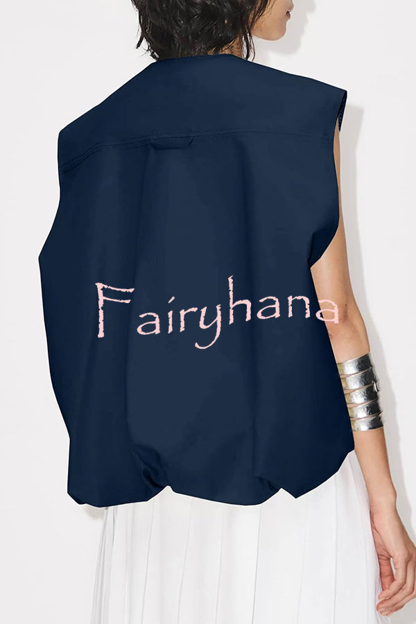 Fashion Zipper Sleeveless Pocket Loose Vest Jacket