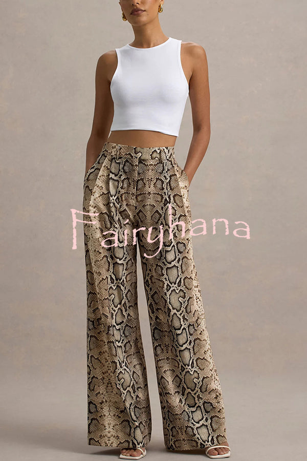 Hurley Ombre Snake Print Elastic Waist Pocketed Wide Leg Pants
