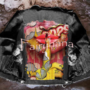 Halloween Print Long Sleeve Denim Jacket