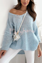 Solid Color Loose V-neck Casual Knitted Sweater