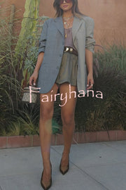 Ready for Fall Plaid Contrast Color Long Sleeve Pocket Lapel Boyfriend Blazer