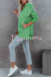 Coffee Perks Cotton Pocketed Henley Hoodie