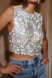 Sexy Metallic Rhinestone Backless Chain Vest