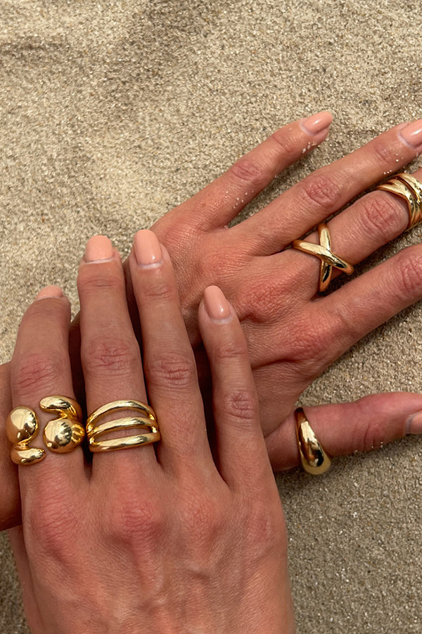 Geometric Cross Open Ring