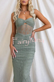 Manifesting You Mesh Ruched Detail Maxi Dress