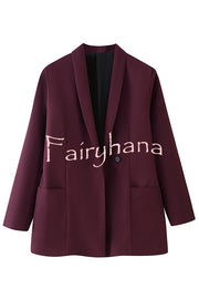 Solid Color Lapel Long Sleeve Casual Pocket Long Blazer