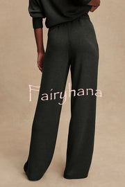 Barker High-Neck Long Sleeve Side Zipper Sweatshirt and Elastic Waist Pocketed Loose Pants Set