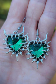 Fashionable Thorn Heart Gemstone Earrings
