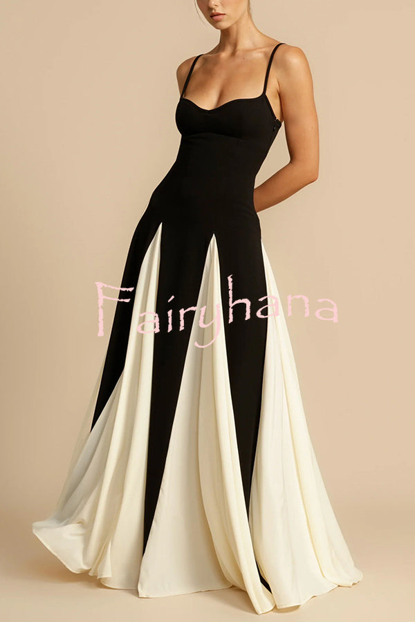 Timeless Elegance Panelled Tulle A-line Slip Maxi Dress