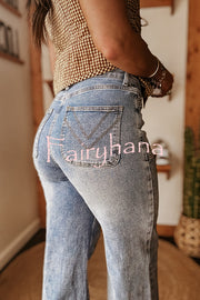Fashion High Waist Pocket Casual Straight Jeans
