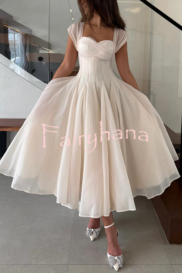 Elegant Sleeveless Waist-cinching Tulle Full-hem Maxi Dress