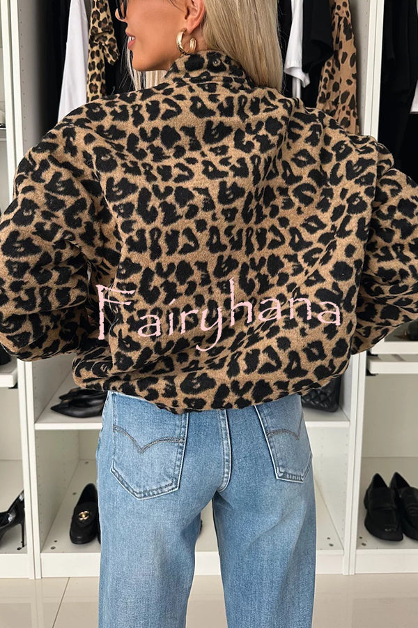 Leopard Print Loose Long-sleeved Pocket Casual Jacket