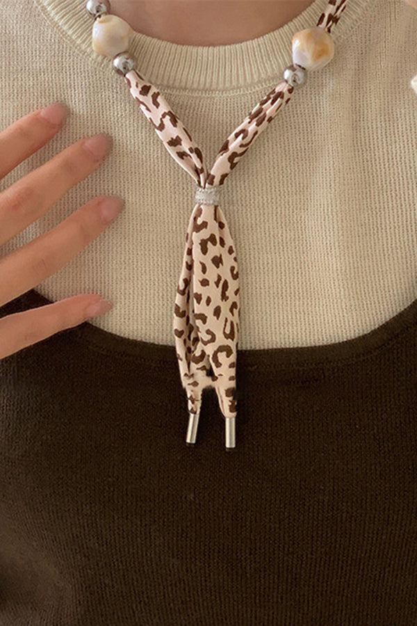 Vintage Pull-out Silk Scarf Beaded Necklace