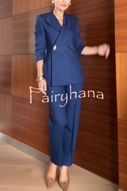Exquisite and Fashionable High Waist Pocketed Straight Leg Pencil Pants