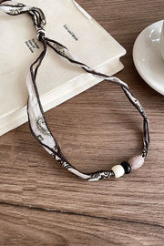 Vintage Pull-out Silk Scarf Beaded Necklace