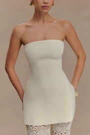 Anette Bandage Knit Strapless Stretch A-line Midi Top