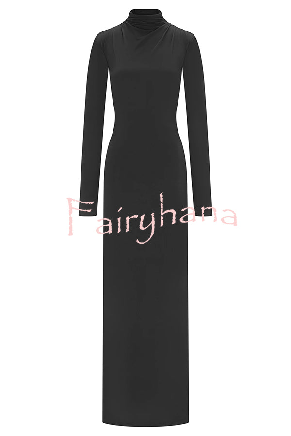 Sexy Backless Long-sleeved Stretch Slim-fit Maxi Dress