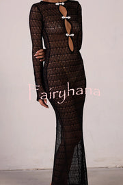 Sexy Backless Long-sleeved Knitted Slim-fit Maxi Dress