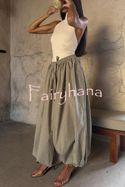 Fashion Plaid Print Elastic Waist Pocket Loose Wide-leg Pants