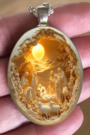 Sacred Religious Scene Glass Necklace