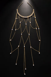 Fashionable Mesh Pearl Tassel Headband