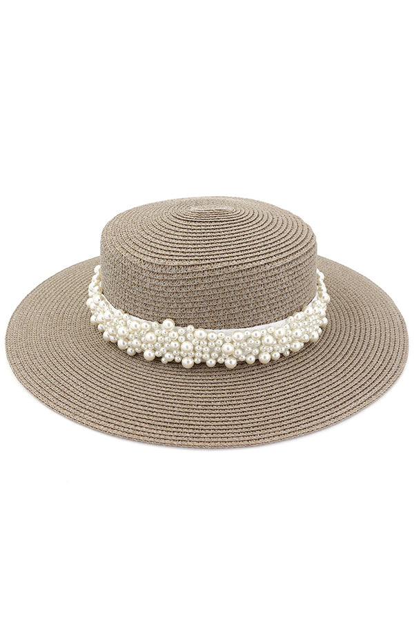 Pearl Embellished Beach Hat