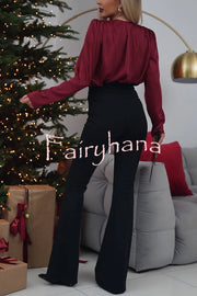 Elegant and Flexible High Rise Ruched Waist Stretch Flare Pants
