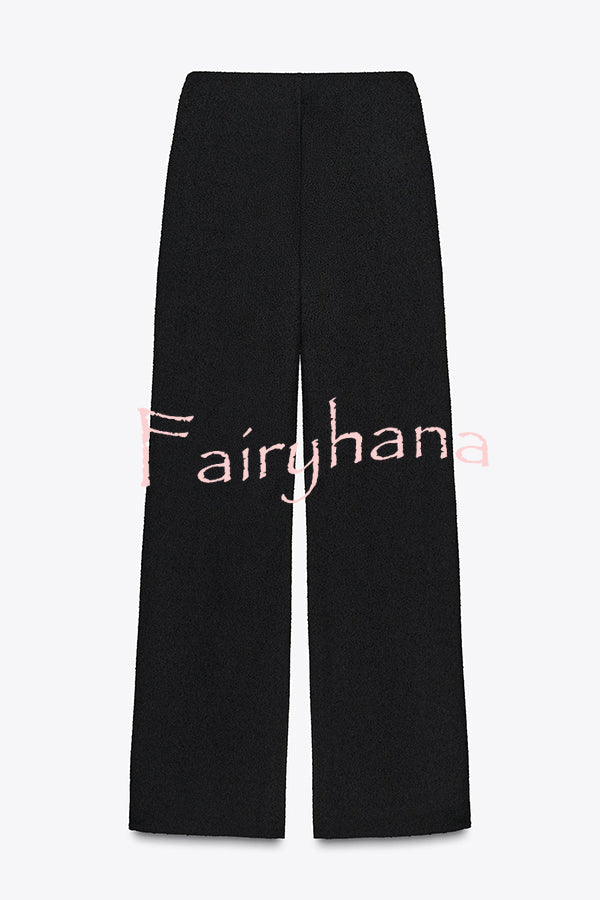 Fashion Contrast Color Stretch High Waist Casual Straight Pants