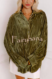 Solid Color Velvet Light-sensitive Drape Loose Shirt