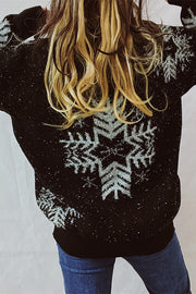 Christmas Pattern Knitted Crew Neck Long Sleeved Sweater