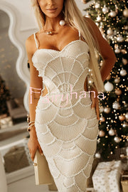 Own It Pearl Sequin Embellished Sexy Backless Cutout Strap Maxi Dress