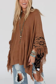 Fashionable Round Neck Tassel Loose Knitted Sweater