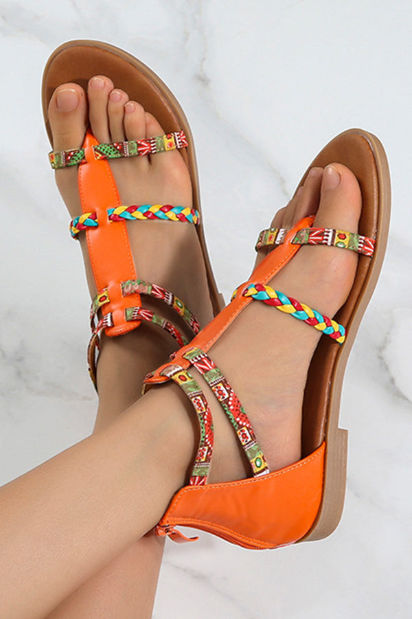 Bohemian Ethnic Style Patchwork Flat Sandals