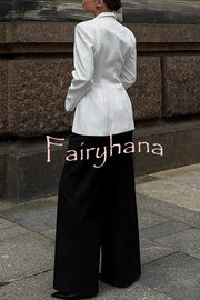 Solid Color Lapel Long Sleeve Casual Button Blazer