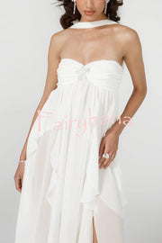 Resort Style Romantic Ruffles Open Back Stars Decorated Beach Maxi Dress