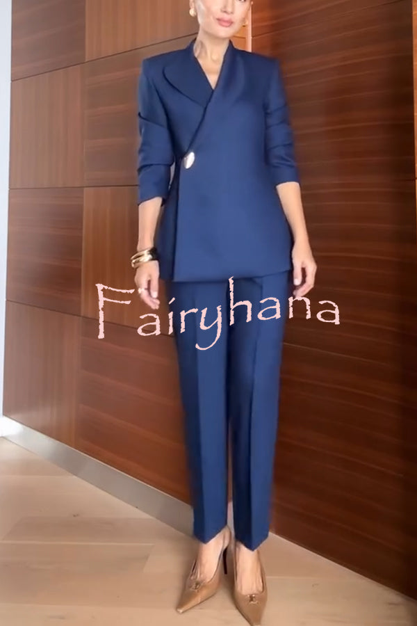 Exquisite and Fashionable High Waist Pocketed Straight Leg Pencil Pants