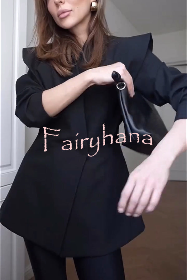 Fashionable Pioneer Stand V-neck Split Sleeve Loose Blazer