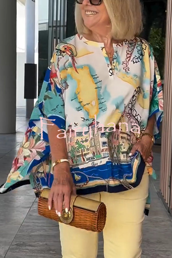 Unique Printed Casual Half Sleeve Loose Top