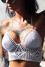 Solid Color Sexy Halterneck Knitted Vest