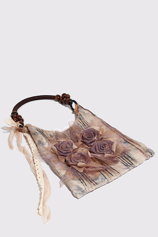 Fashion Tie-dye Rose Flower Shoulder Bag