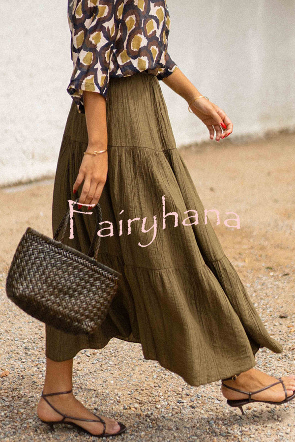 Solid Color Splicing Casual Vacation Maxi Skirt