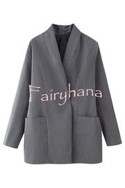 Solid Color Lapel Long Sleeve Casual Pocket Long Blazer
