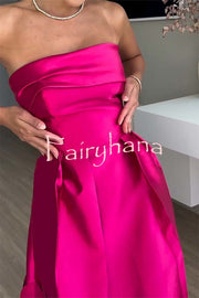 Luxurious Poise Satin Spliced mesh Polka-dot Fabric Off Shoulder Formal Maxi Dress