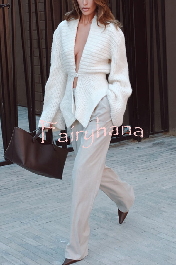 Retro V-neck Long-sleeved Sexy Hollow Loose Knitted Cardigan